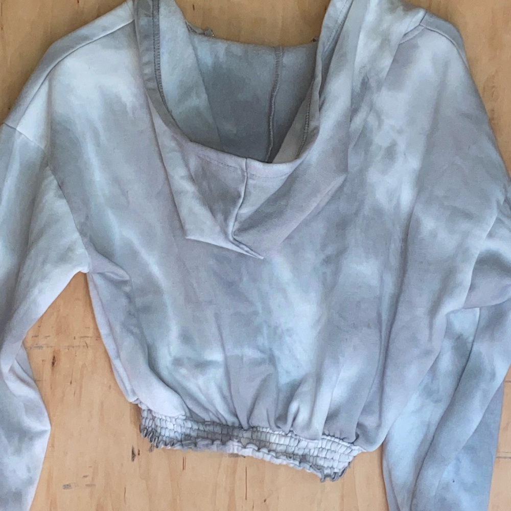 Gray tie dye hoodie with butterfly